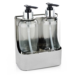 250ml / 300ml Twin Bottle Holder ( Inc 250ml Bottles )  -  Brushed Stainless 
